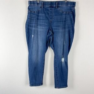 Judy Blue Boyfriend Fit Jeans Womens 22W High Rise Medium Wash Distressed